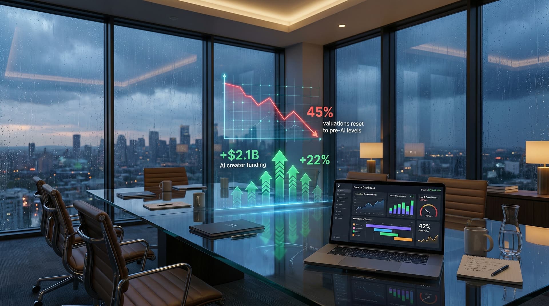 Tech Valuations Reset 45% Fuels AI Creator Funding