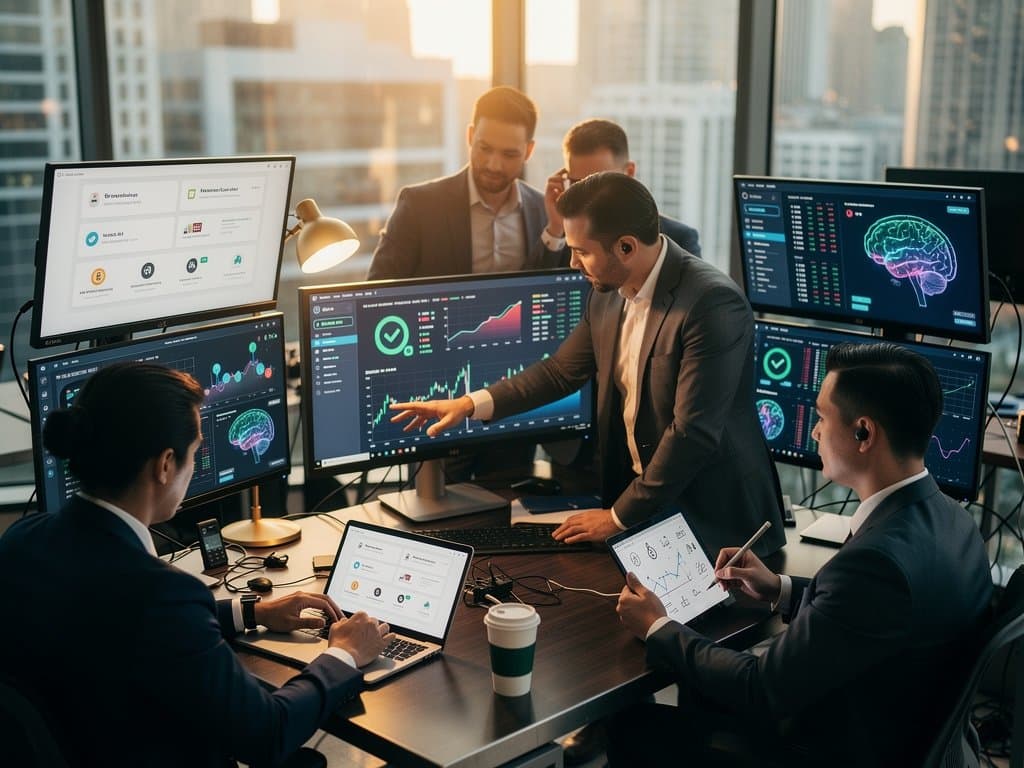 Holographic AI safety dashboards and neural networks in a modern tech visualization for Anthropic's Claude Opus 4.7