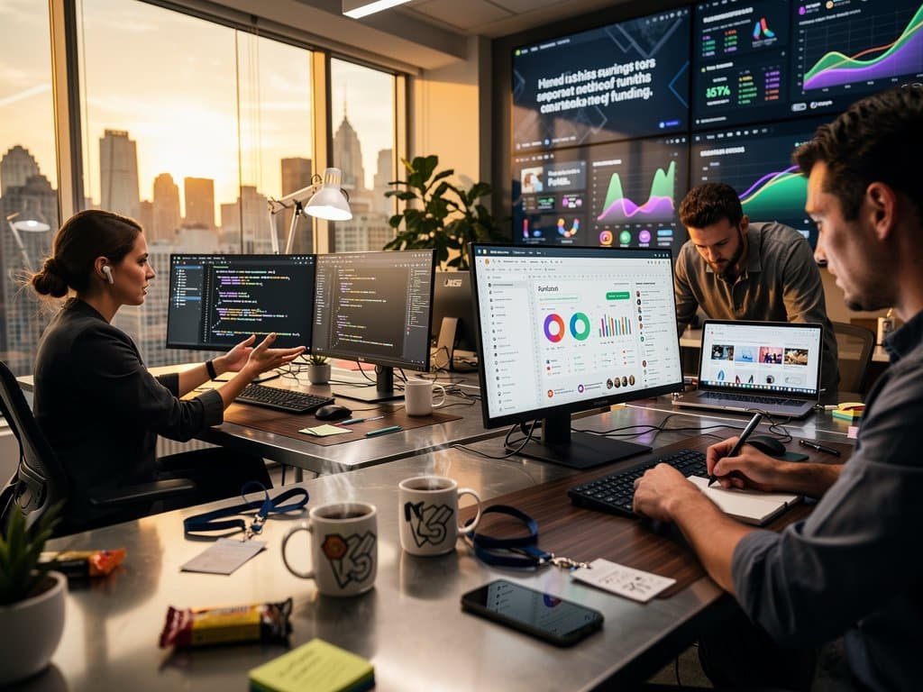 Creators build AI monetization tools with Cursor in modern office